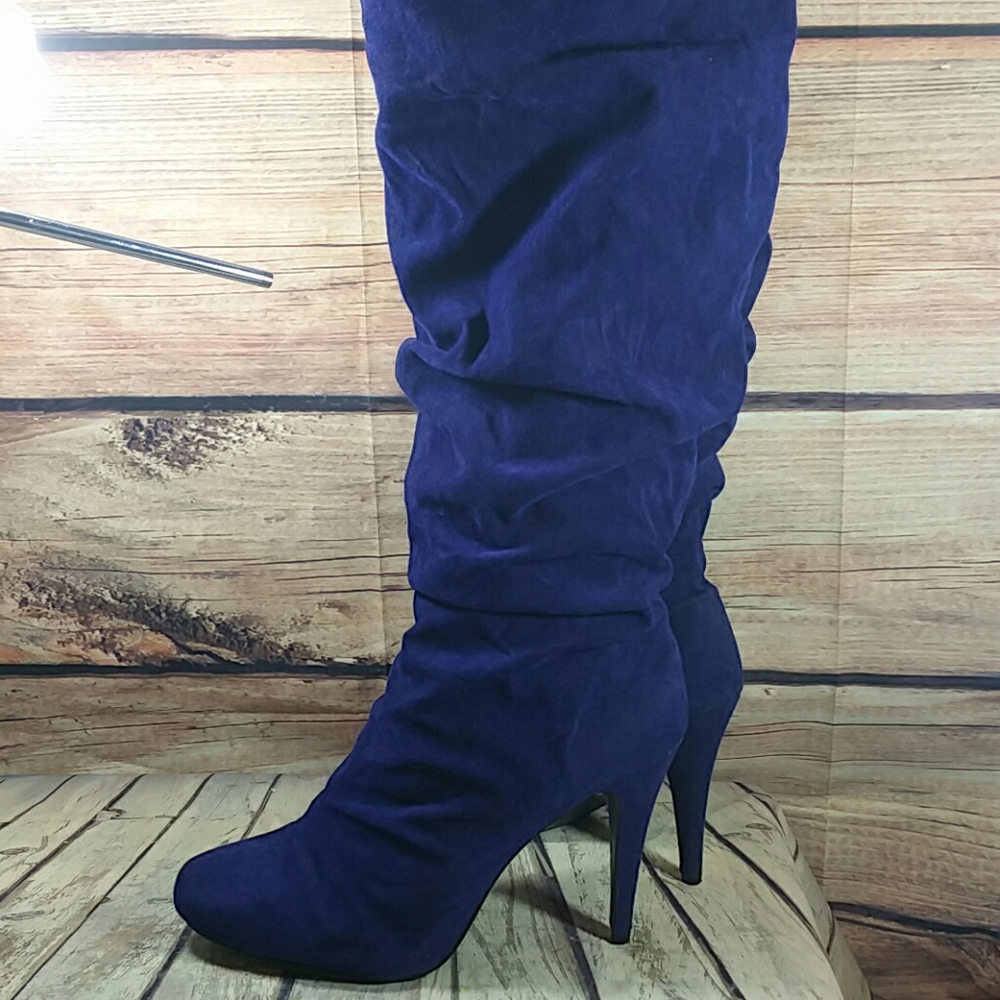Mixx Cobalt Blue Knee High Suede Boots